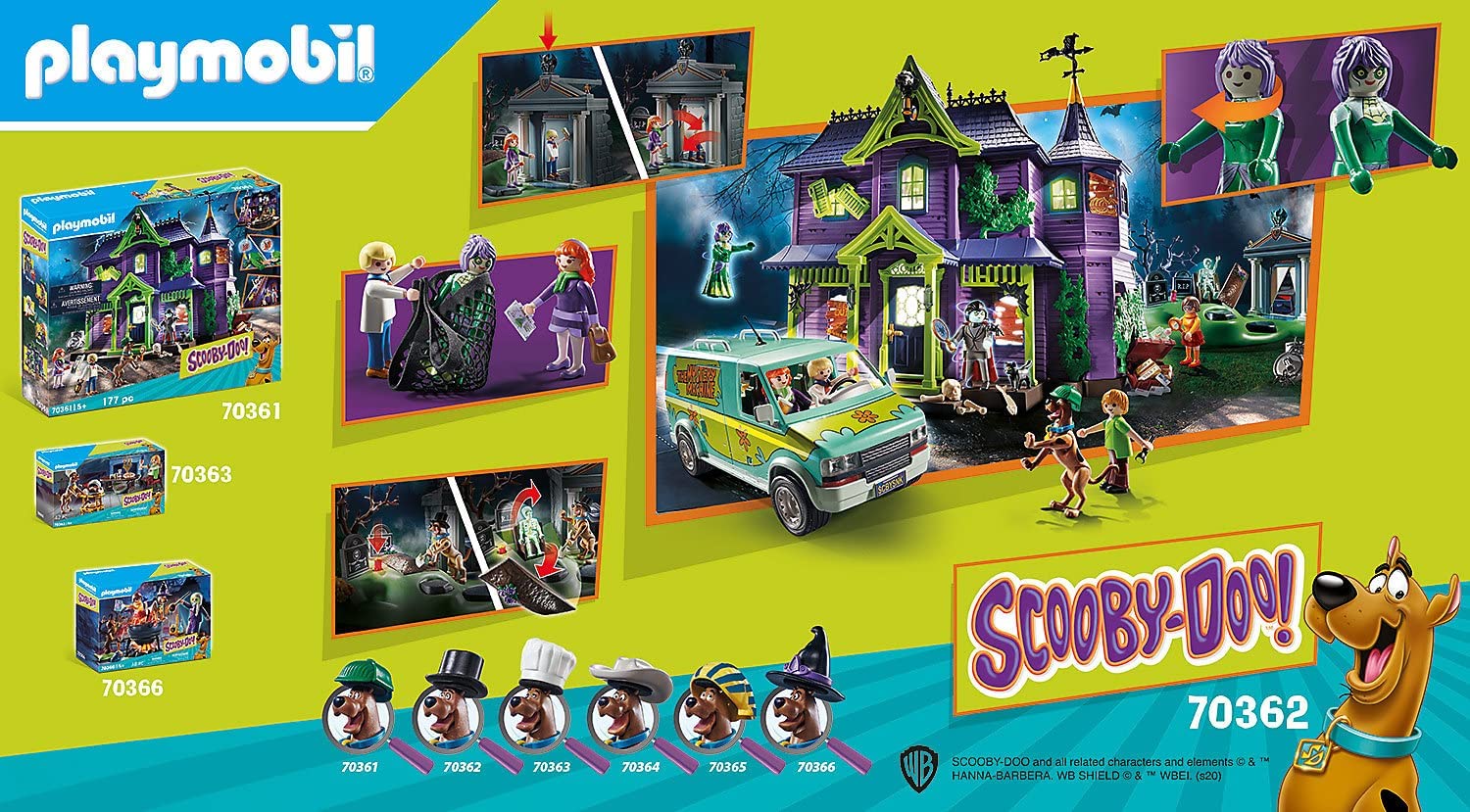 Playmobil Scooby Doo Complete Set Mystery Machine Shaggy Fred Velma Daphne  Ghost